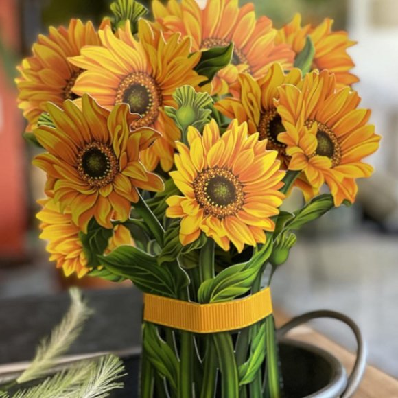 NWT Sunflower Bouquet 3D GREETING CARD - CUT PAPER FLOWERS; 12 in tall- … - Picture 5 of 7